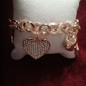Gold Heart Charm Bracelet
